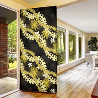 Puakenikeni Maile Lei Door Cover Frangipani Yellow Tropical Leaves LT01 - Polynesian Pride