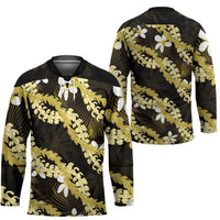 Puakenikeni Maile Lei Hockey Jersey Frangipani Yellow Tropical Leaves LT01 - Polynesian Pride