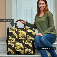 Puakenikeni Maile Lei Travel Bag Frangipani Yellow Tropical Leaves LT01 - Polynesian Pride