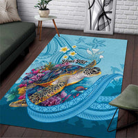 Personalized Hawaii Sea Turtle Area Rug Hawaii Map Ocean Vibes