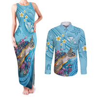 Personalized Hawaii Sea Turtle Couples Matching Tank Maxi Dress and Long Sleeve Button Shirt Hawaii Map Ocean Vibes