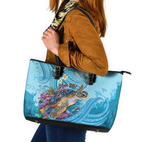 Personalized Hawaii Sea Turtle Leather Tote Bag Hawaii Map Ocean Vibes