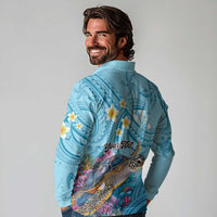 Personalized Hawaii Sea Turtle Long Sleeve Polo Shirt Hawaii Map Ocean Vibes