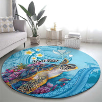 Personalized Hawaii Sea Turtle Round Carpet Hawaii Map Ocean Vibes