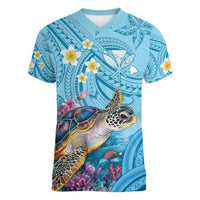 Personalized Hawaii Sea Turtle Women V-Neck T-Shirt Hawaii Map Ocean Vibes