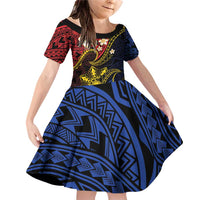 Philippines Spirit Tribal Sun Plumeria Family Matching Off Shoulder Short Dress and Hawaiian Shirt Red And Blue Polynesian Pattern