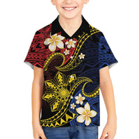 Philippines Spirit Tribal Sun Plumeria Family Matching Summer Maxi Dress and Hawaiian Shirt Red And Blue Polynesian Pattern