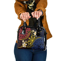 Philippines Spirit Tribal Sun Plumeria Shoulder Handbag Red And Blue Polynesian Pattern LT01 One Size Black - Polynesian Pride
