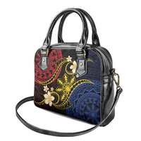 Philippines Spirit Tribal Sun Plumeria Shoulder Handbag Red And Blue Polynesian Pattern LT01 - Polynesian Pride