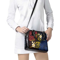 Philippines Spirit Tribal Sun Plumeria Shoulder Handbag Red And Blue Polynesian Pattern LT01 - Polynesian Pride