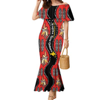 Papua New Guinea 50th Independence Family Matching Mermaid Dress and Hawaiian Shirt PNG Batik Pattern LT01 Mom's Dress Red - Polynesian Pride