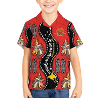 Papua New Guinea 50th Independence Family Matching Puletasi and Hawaiian Shirt PNG Batik Pattern LT01 Son's Shirt Red - Polynesian Pride