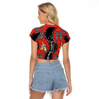 Papua New Guinea 50th Independence Raglan Cropped T Shirt PNG Batik Pattern LT01 - Polynesian Pride
