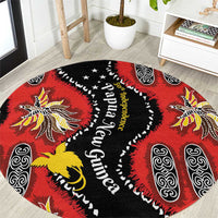 Papua New Guinea 50th Independence Round Carpet PNG Batik Pattern LT01 Red - Polynesian Pride