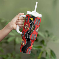 Papua New Guinea 50th Independence Tumbler With Handle PNG Batik Pattern LT01 - Polynesian Pride