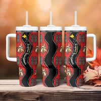 Papua New Guinea 50th Independence Tumbler With Handle PNG Batik Pattern LT01 - Polynesian Pride