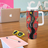 Papua New Guinea 50th Independence Tumbler With Handle PNG Batik Pattern LT01 - Polynesian Pride