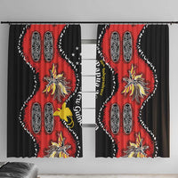 Papua New Guinea 50th Independence Window Curtain PNG Batik Pattern LT01 With Hooks Red - Polynesian Pride