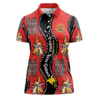Papua New Guinea 50th Independence Women Polo Shirt PNG Batik Pattern - Polynesian Pride