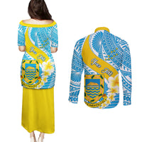 personalised-tuvalu-independence-day-couples-matching-puletasi-dress-and-long-sleeve-button-shirts-plumeria-45th-anniversary