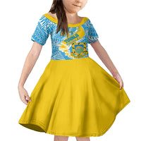 Personalised Tuvalu Independence Day Family Matching Mermaid Dress and Hawaiian Shirt Plumeria 45th Anniversary LT01 Daughter's Dress Blue - Polynesian Pride