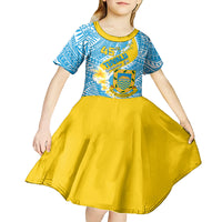 personalised-tuvalu-independence-day-kid-short-sleeve-dress-plumeria-45th-anniversary