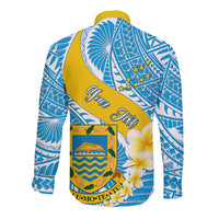 Personalised Tuvalu Independence Day Long Sleeve Button Shirt Plumeria 45th Anniversary LT01 - Polynesian Pride