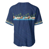 Hawaii Santa Riding Sea Turtle Baseball Jersey Mele Kalikimaka Polynesian Pattern - Polynesian Pride