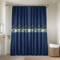 Hawaii Santa Riding Sea Turtle Bathroom Set Mele Kalikimaka Polynesian Pattern - Polynesian Pride