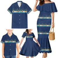 Hawaii Santa Riding Sea Turtle Family Matching Mermaid Dress and Hawaiian Shirt Mele Kalikimaka Polynesian Pattern - Polynesian Pride