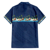 Hawaii Santa Riding Sea Turtle Family Matching Puletasi and Hawaiian Shirt Mele Kalikimaka Polynesian Pattern - Polynesian Pride