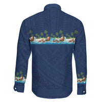Hawaii Santa Riding Sea Turtle Family Matching Summer Maxi Dress and Hawaiian Shirt Mele Kalikimaka Polynesian Pattern LT01 - Polynesian Pride