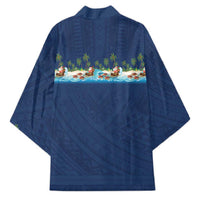 Hawaii Santa Riding Sea Turtle Kimono Mele Kalikimaka Polynesian Pattern - Polynesian Pride