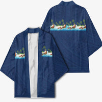 Hawaii Santa Riding Sea Turtle Kimono Mele Kalikimaka Polynesian Pattern - Polynesian Pride