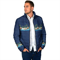 Hawaii Santa Riding Sea Turtle Padded Jacket Mele Kalikimaka Polynesian Pattern - Polynesian Pride