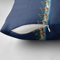 Hawaii Santa Riding Sea Turtle Pillow Cover Mele Kalikimaka Polynesian Pattern - Polynesian Pride