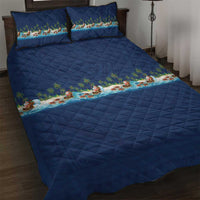 Hawaii Santa Riding Sea Turtle Quilt Bed Set Mele Kalikimaka Polynesian Pattern - Polynesian Pride