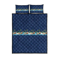 Hawaii Santa Riding Sea Turtle Quilt Bed Set Mele Kalikimaka Polynesian Pattern - Polynesian Pride
