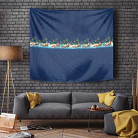 Hawaii Santa Riding Sea Turtle Tapestry Mele Kalikimaka Polynesian Pattern - Polynesian Pride