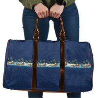 Hawaii Santa Riding Sea Turtle Travel Bag Mele Kalikimaka Polynesian Pattern - Polynesian Pride