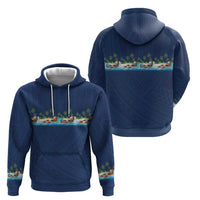 Hawaii Santa Riding Sea Turtle Zip Hoodie Mele Kalikimaka Polynesian Pattern - Polynesian Pride