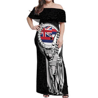 Personalized Hawaii King Kamehameha Off Shoulder Maxi Dress Flag Polynesian Pattern
