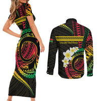 Vanuatu Independence Day Couples Matching Short Sleeve Bodycon Dress and Long Sleeve Button Shirt Yumi 45th Hapi Indipendens Dei LT01
