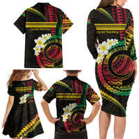 Vanuatu Independence Day Family Matching Long Sleeve Bodycon Dress and Hawaiian Shirt Yumi 45th Hapi Indipendens Dei LT01 - Polynesian Pride