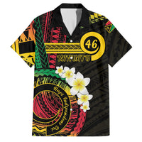 Vanuatu Independence Day Family Matching Off Shoulder Short Dress and Hawaiian Shirt Yumi 45th Hapi Indipendens Dei LT01 Dad's Shirt - Short Sleeve Black - Polynesian Pride