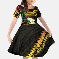Vanuatu Independence Day Family Matching Puletasi and Hawaiian Shirt Yumi 45th Hapi Indipendens Dei LT01 Daughter's Dress Black - Polynesian Pride