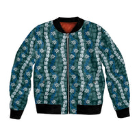Pikake Maile Tiare Lei Bomber Jacket Polu Lauhala Pattern