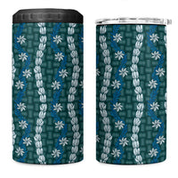Pikake Maile Tiare Lei 4 in 1 Can Cooler Tumbler Polu Lauhala Pattern