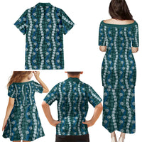 Pikake Maile Tiare Lei Family Matching Puletasi and Hawaiian Shirt Polu Lauhala Pattern LT01 - Polynesian Pride