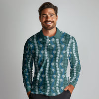 Pikake Maile Tiare Lei Long Sleeve Polo Shirt Polu Lauhala Pattern